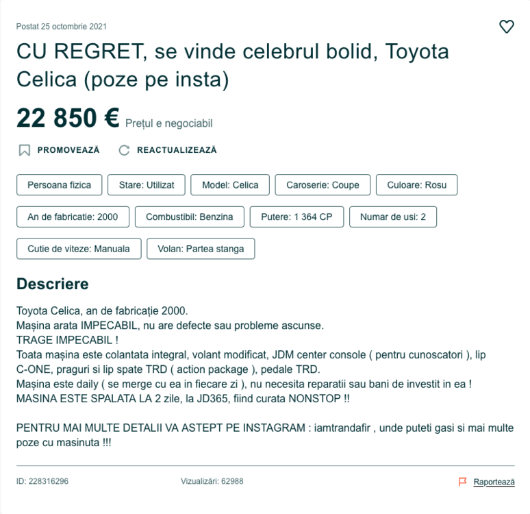 Screenshot 2021-11-08 at 12-00-36 CU REGRET, se vinde celebrul bolid, Toyota Celica (poze pe insta) Bucuresti Sectorul 2 • [...].png